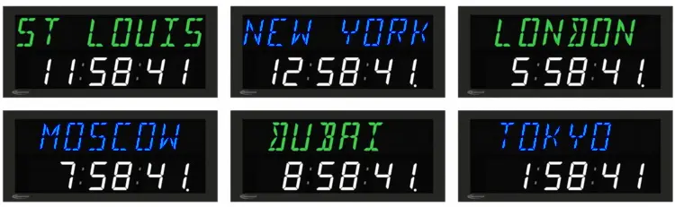 Wereldklok LED-display met meerdere tijdzones